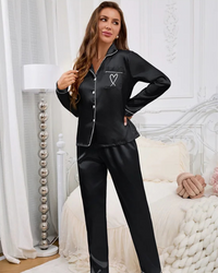Sweet Dreams Black Silky 2pc PJ Set