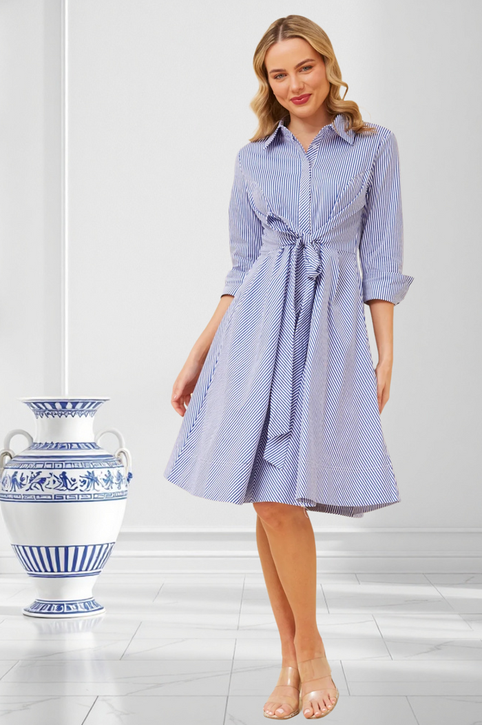 Zanzibah Striped Shirt Dress | RUNNING LOW