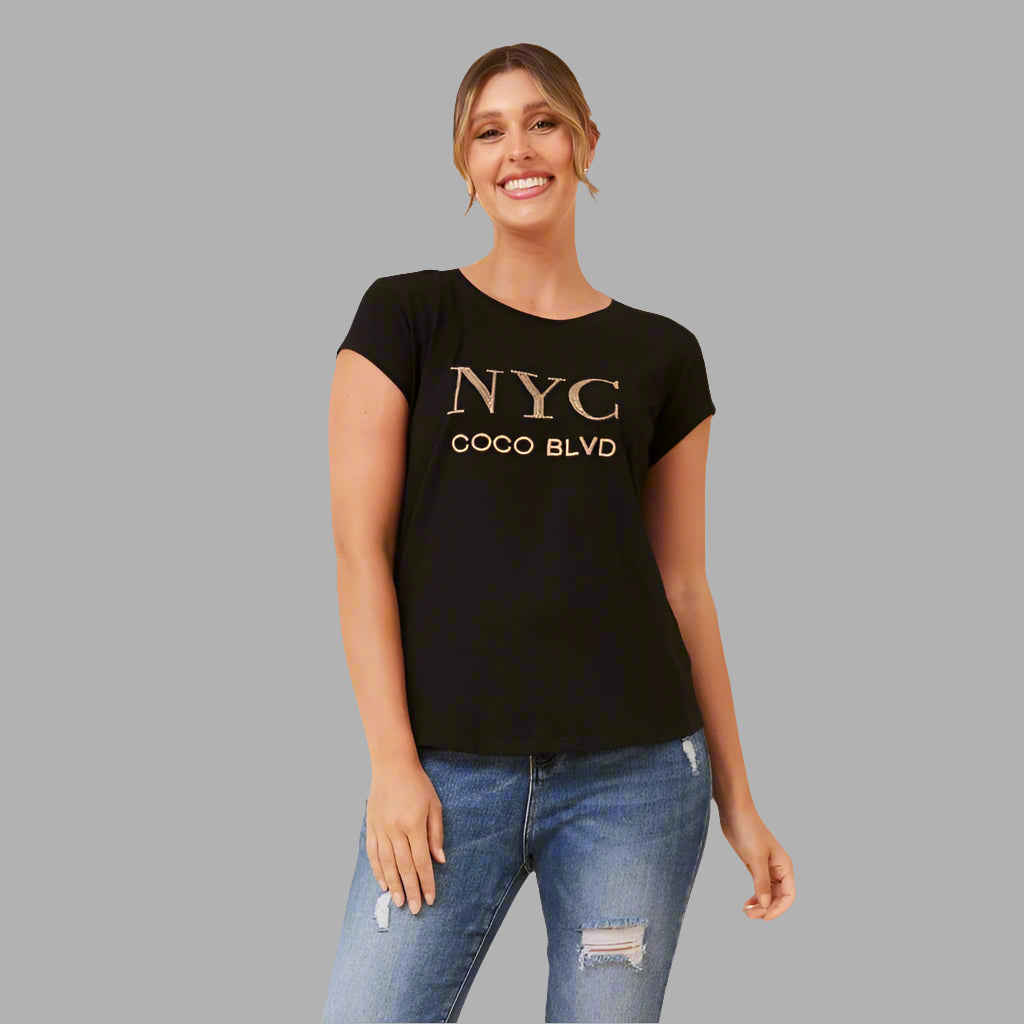 NYC Gold Embroidered T-Shirt | LAST ONE