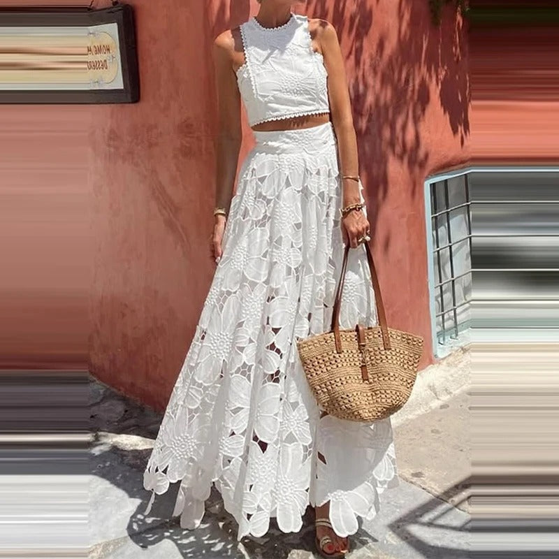 Harper White Skirt Set