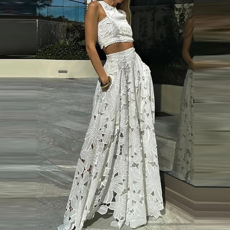 Harper White Skirt Set