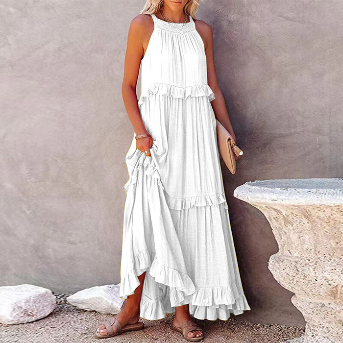 Isabelle White Ruffled Dress