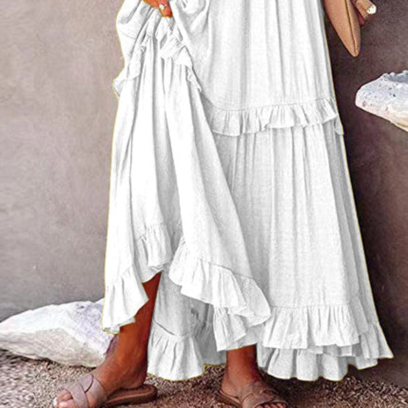 Isabelle White Ruffled Dress