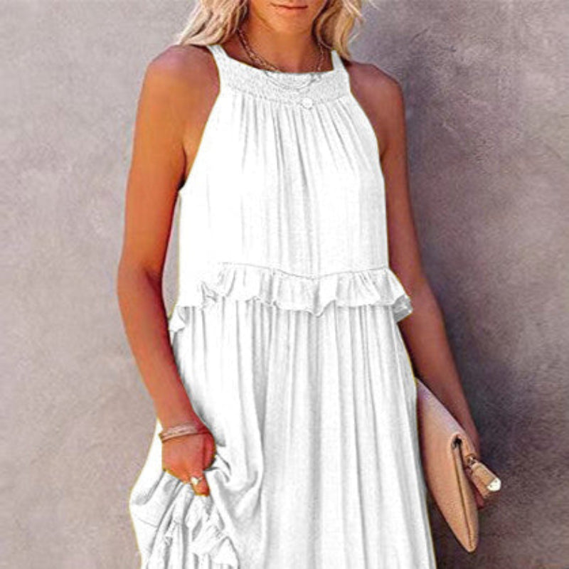 Isabelle White Ruffled Dress