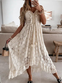 Shiloh Cream Lace Tassel Dress - Villa Vibes Australia