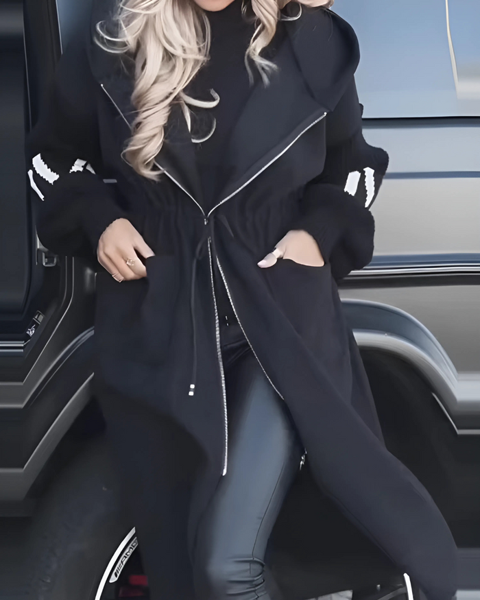 Kelly Black Drawstring Hooded Coat | Pre Order 20 May