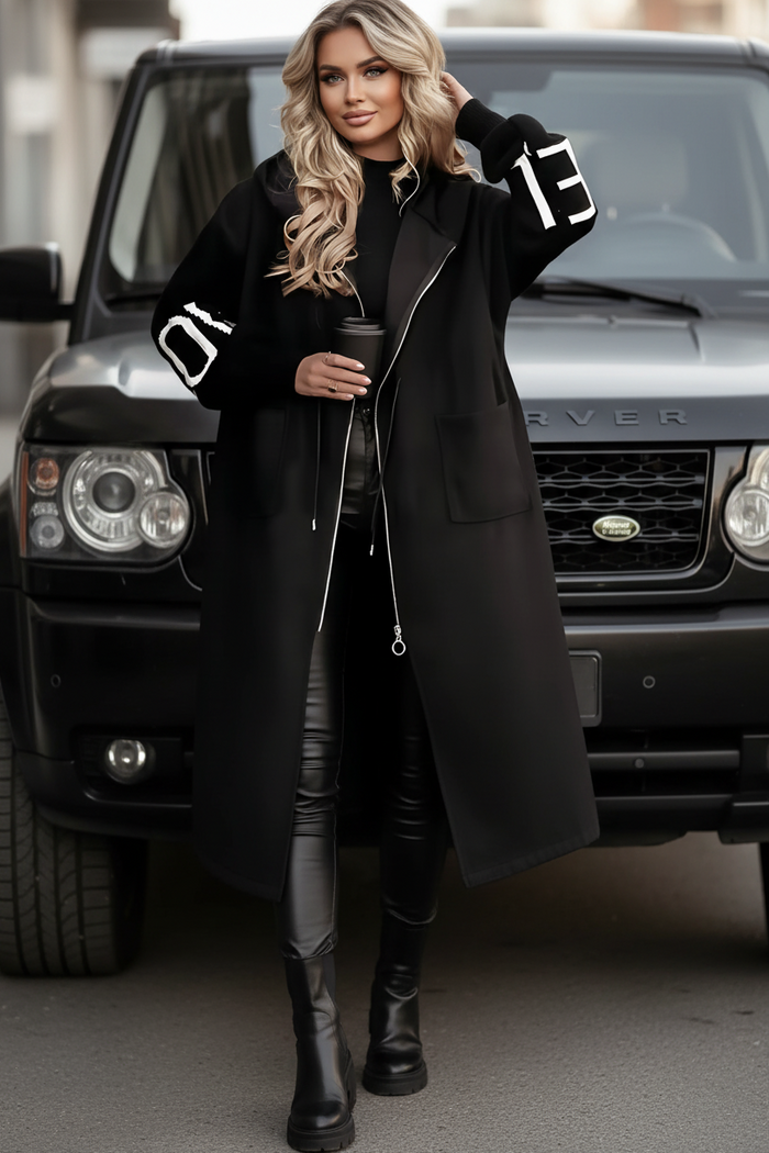 Kelly Black Hooded Coat | Top Seller