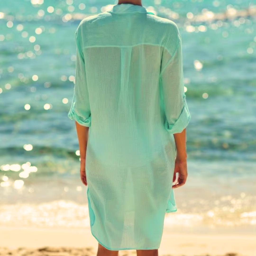 Aqua Green Shirt Dress One Size Cover Up