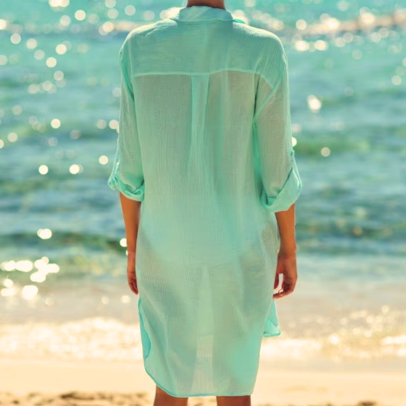 Aqua Green Shirt Dress One Size Cover Up