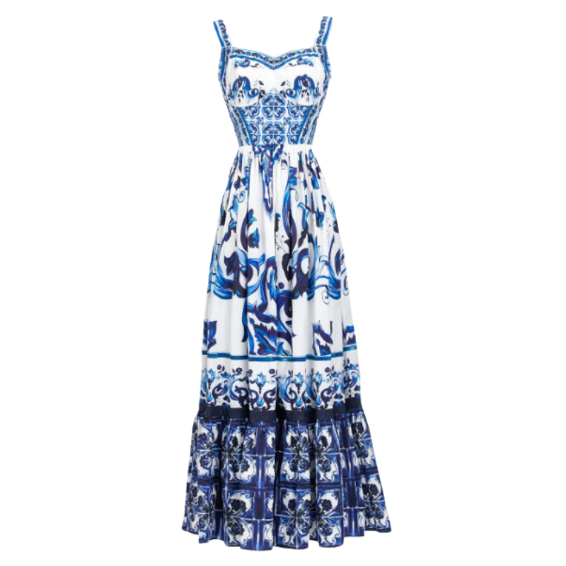 Madonna Blue Holiday Dress - Villa Vibes Australia