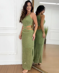 NEW Vienne Sage Cut-Out Dress