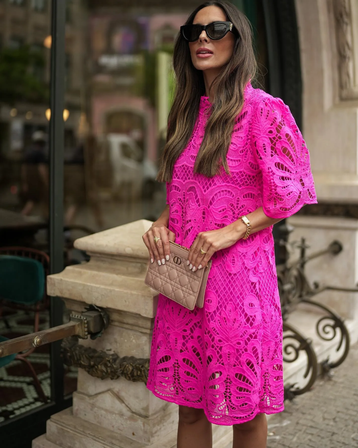 Bella Pink Lace Dress
