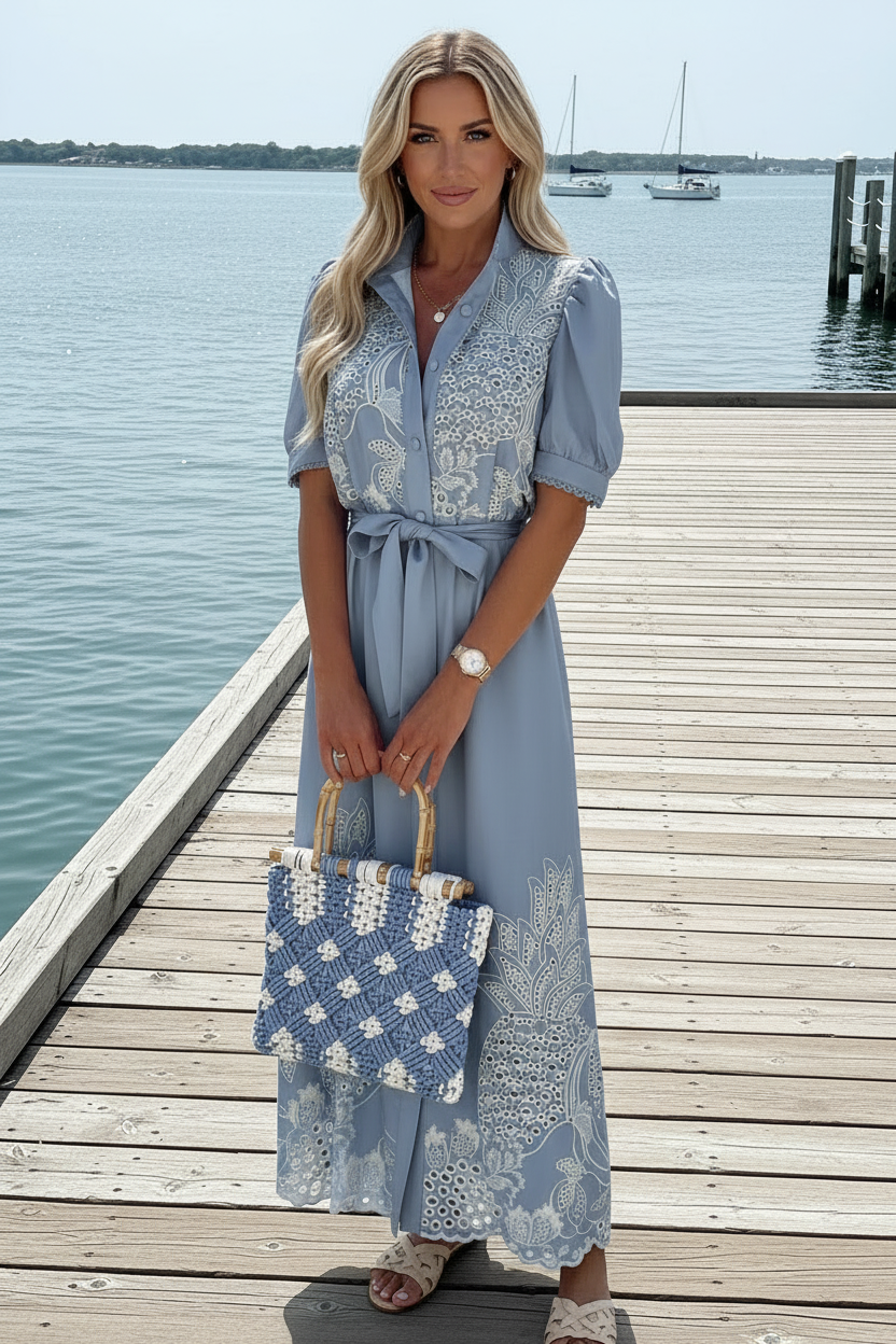 Tallulah Embroidered Blue Dress