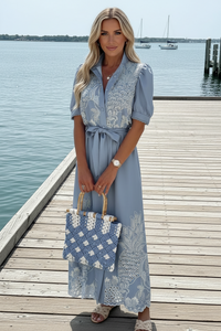 Tallulah Embroidered Blue Dress