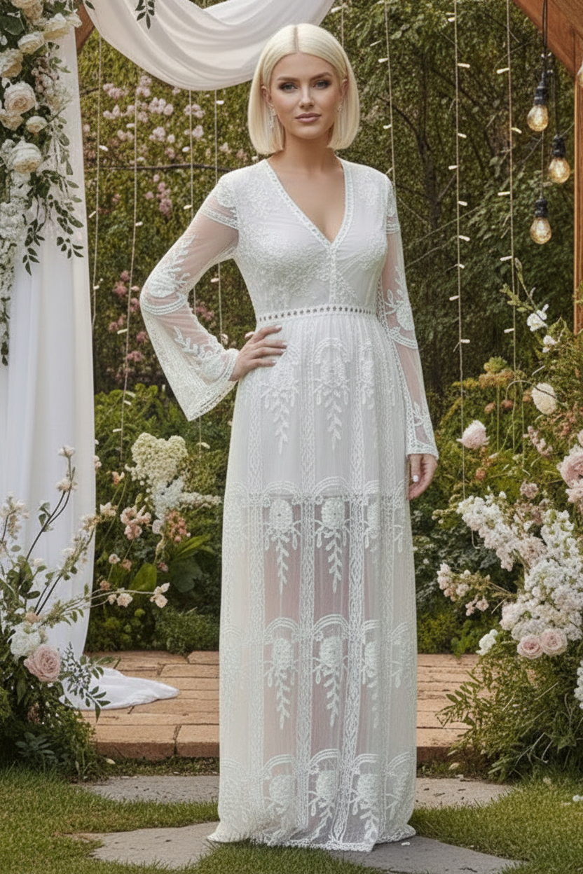 CLEARANCE Janis Flared Sleeve Lace Dress | 2 LEFT