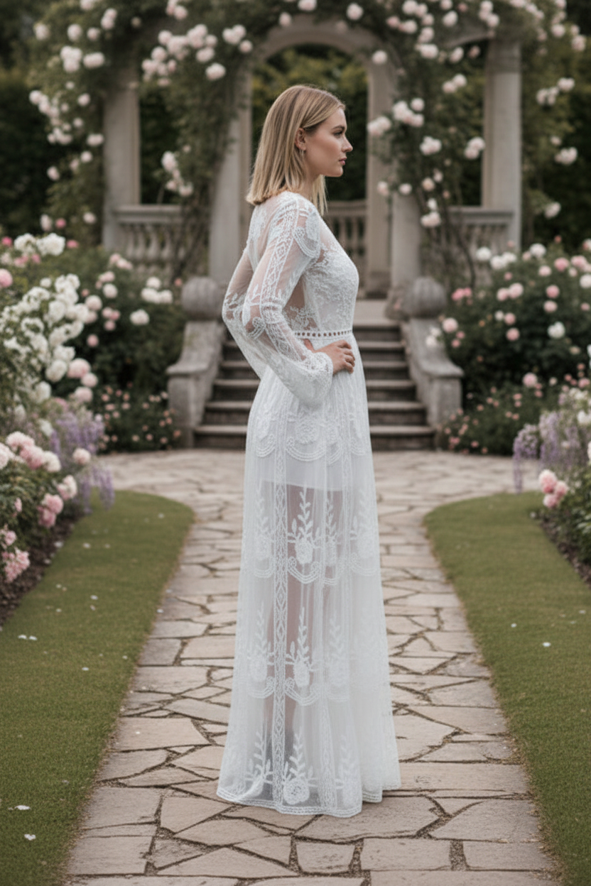 CLEARANCE Janis Flared Sleeve Lace Dress | 2 LEFT
