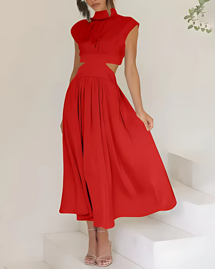 Last one | Mariah Red Stand Up Collar Dress