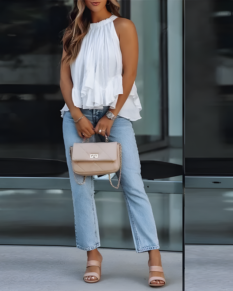 Samantha White Ruffle Top