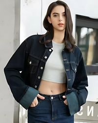 Gweneth Dark Denim Crop Jacket