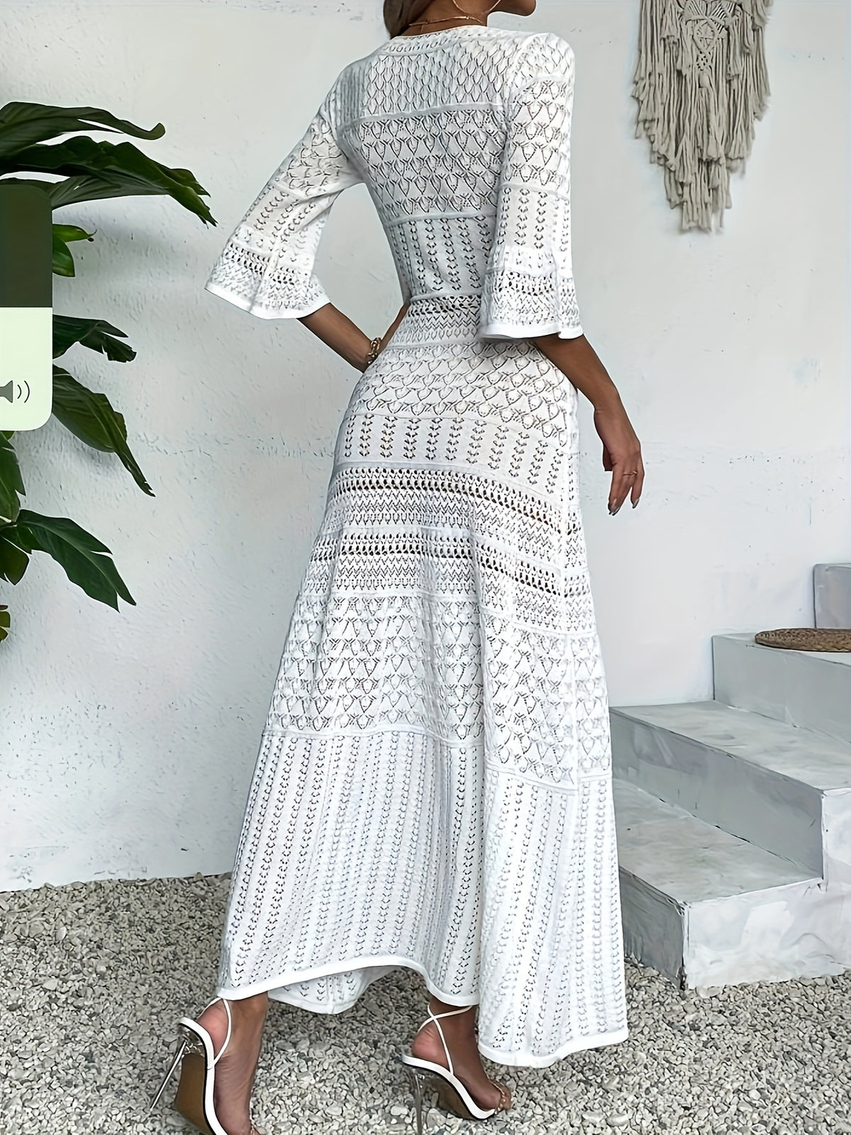 Madison Ivory Hollow Out Knitted Dress