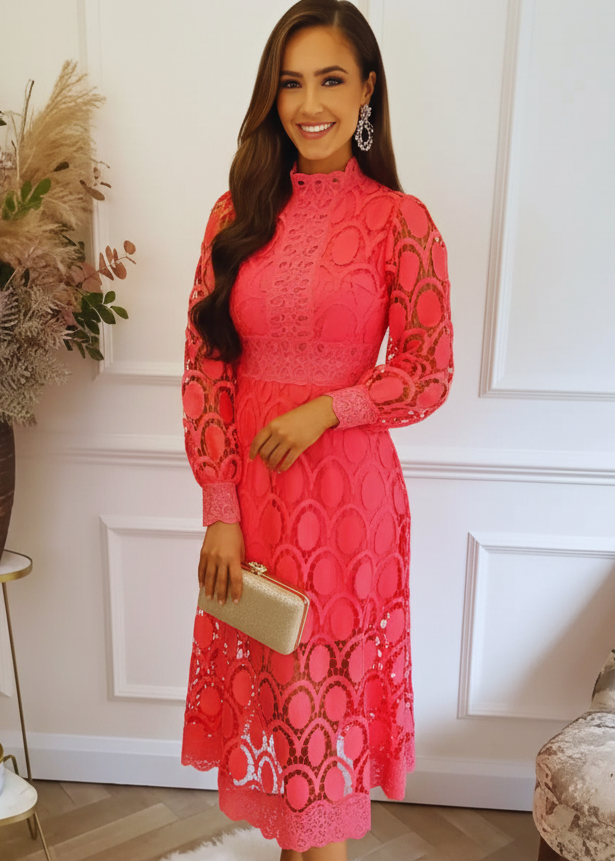 Jasmine Watermelon Lace Dress