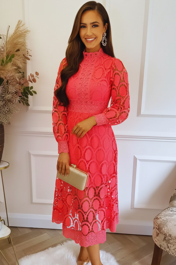 Jasmine Watermelon Lace Dress