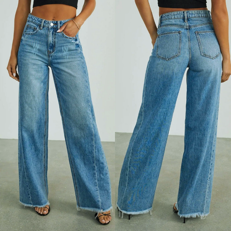 CLEARANCE Kendall Mid Waist Raw Edge Jeans