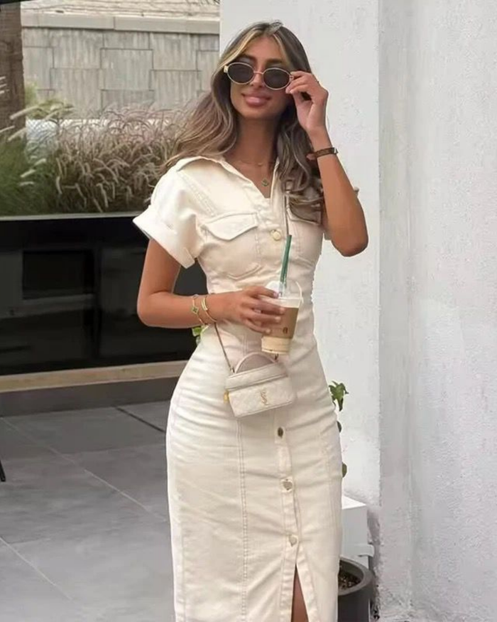 NEW Sadira Beige Denim Dress