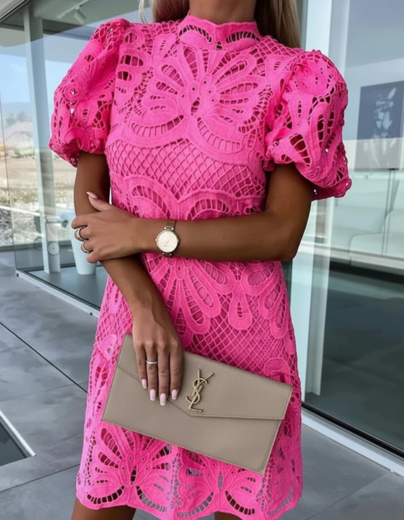 Farrah Pink Lace Dress