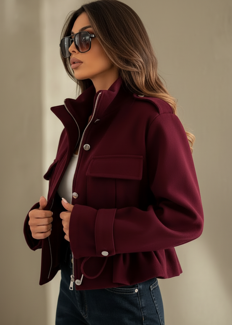 Blaise Burgundy Bomber Jacket