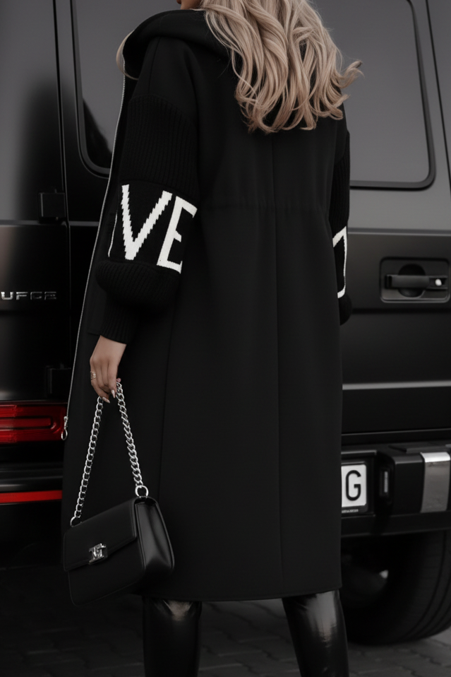 Kelly Black Hooded Coat | Top Seller