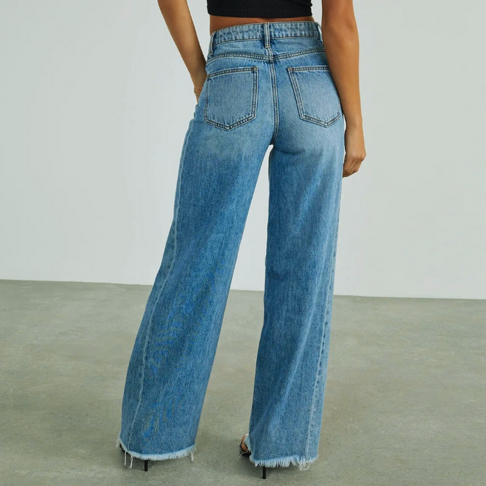 CLEARANCE Kendall Mid Waist Raw Edge Jeans