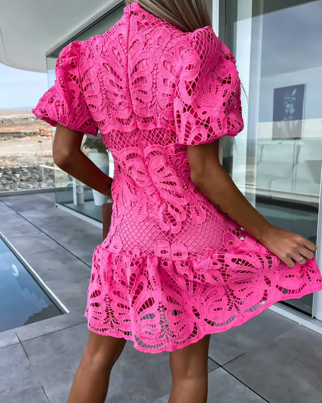 SALE Farrah Fuschia Lace Dress