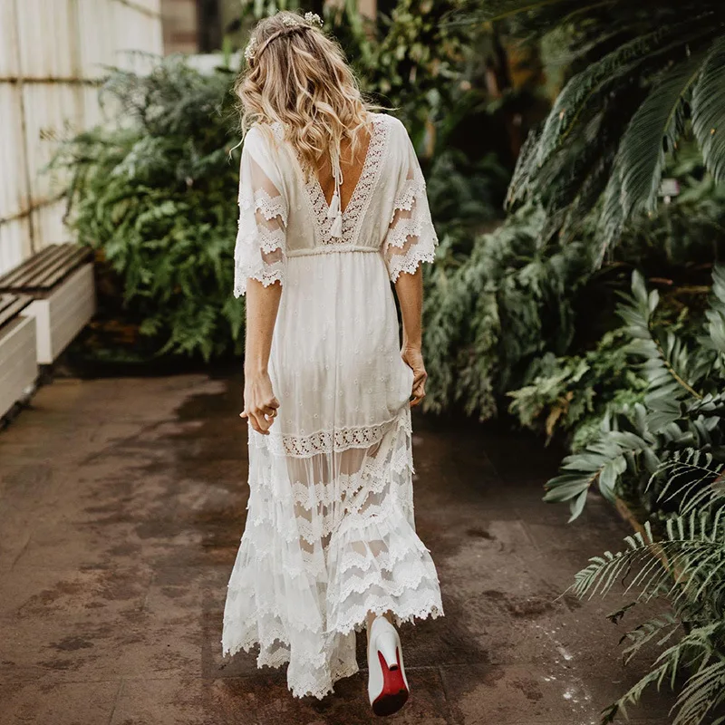 Ava White Lace Boho Dress - Villa Vibes Australia