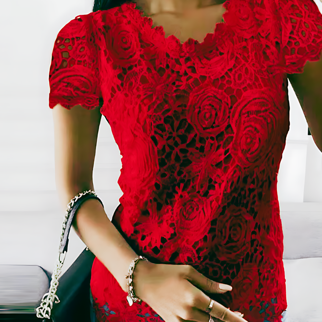 Lohan Red Lace  Top - Villa Vibes Australia