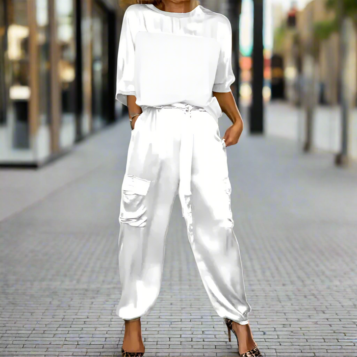 Ashley White Pant Set S-5XL - Villa Vibes Australia