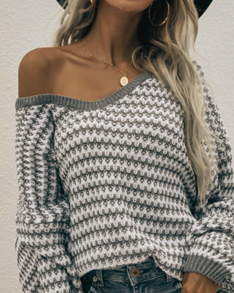 Demi Grey Striped Knit Sweater