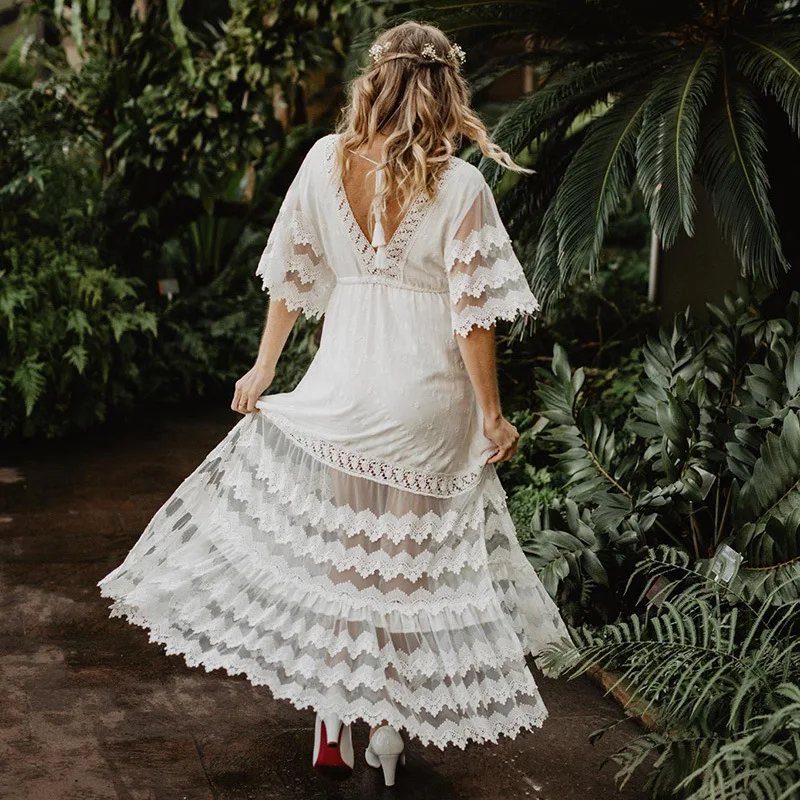 Ava White Lace Boho Dress - Villa Vibes Australia