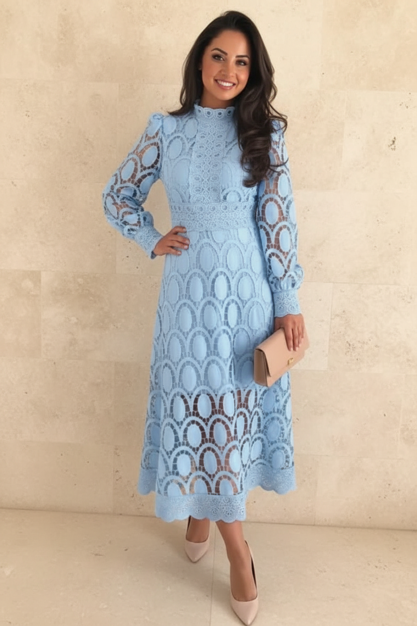 Jasmine Blue Lace Dress |  Hot New Colour