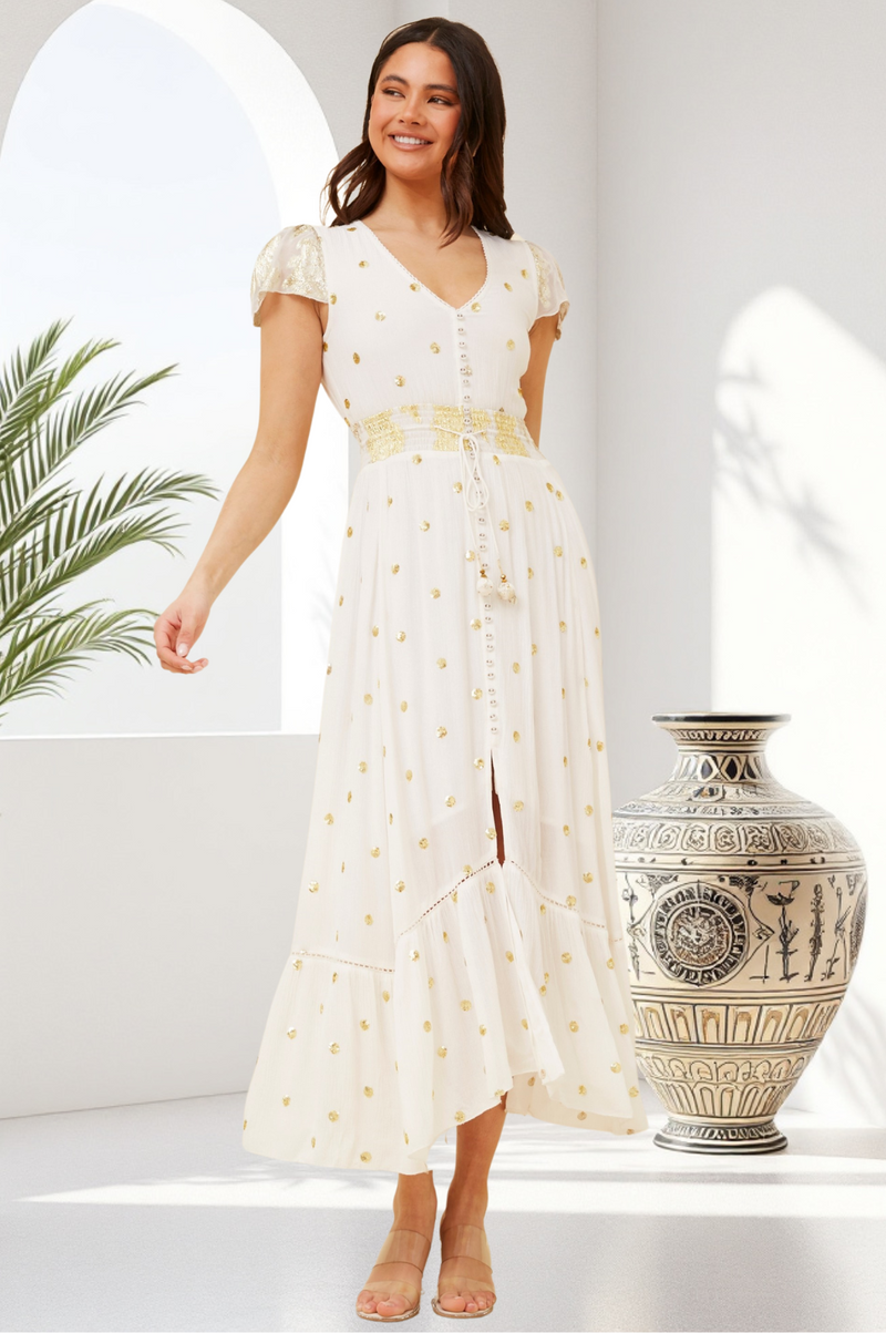 Bermuda White & Gold Dress