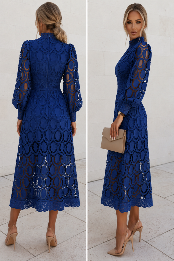 Jasmine Sapphire Lace Dress |  Hot New Colour