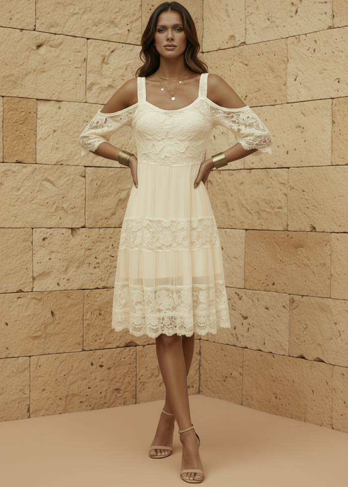 Elle Lemon Lace Dress