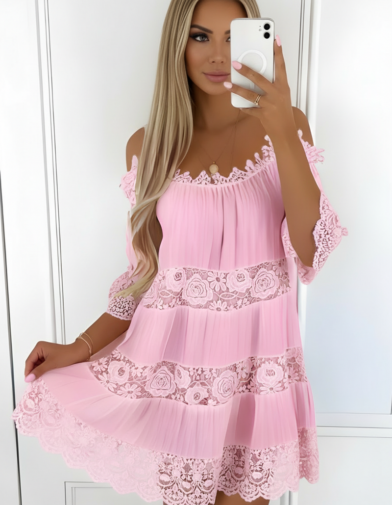 Fallon Pink Lace Dress