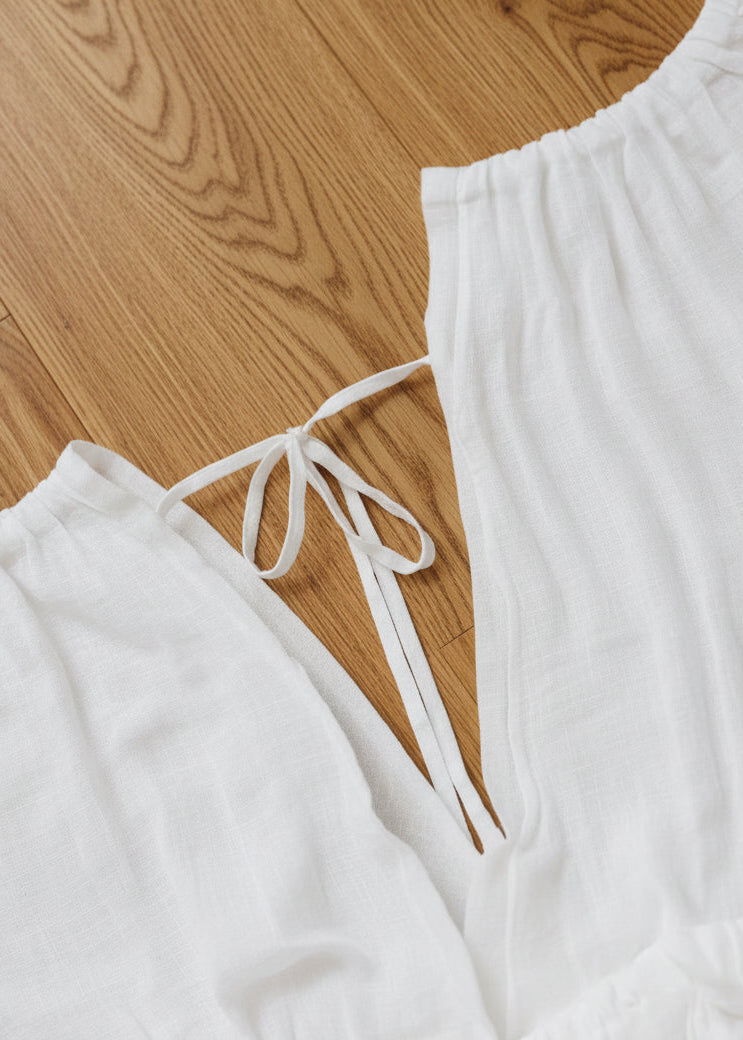 Holly White Drawstring Dress - Villa Vibes Australia