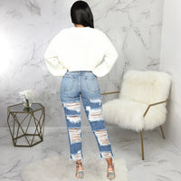 Casey High Waist Distressed Jeans - Villa Vibes Australia