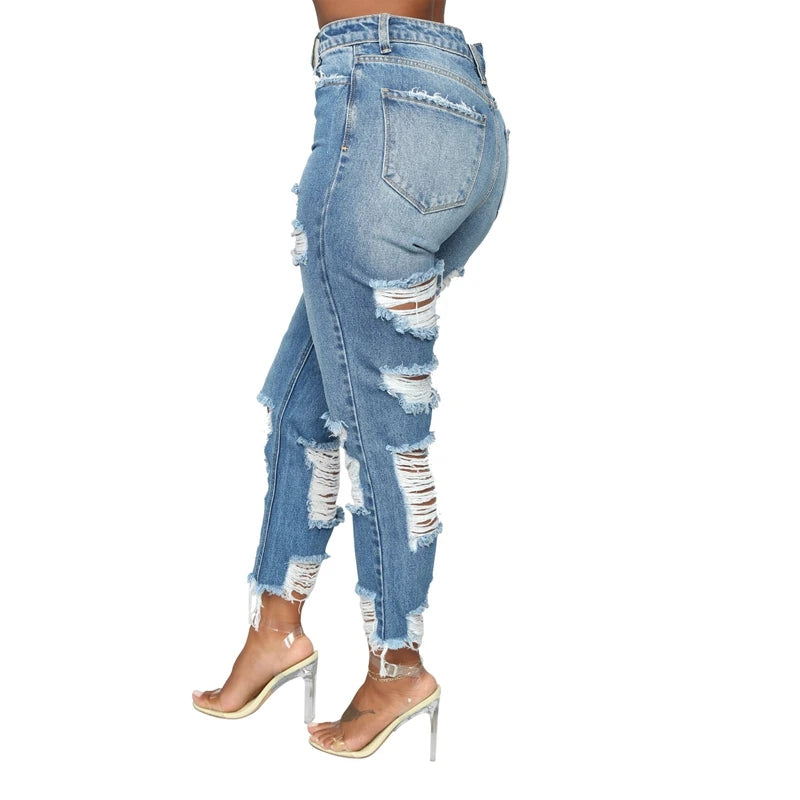 Casey High Waist Distressed Jeans - Villa Vibes Australia