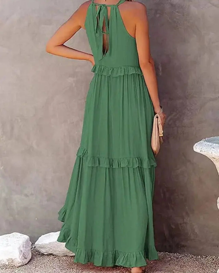 Isabelle Green Ruffle Dress