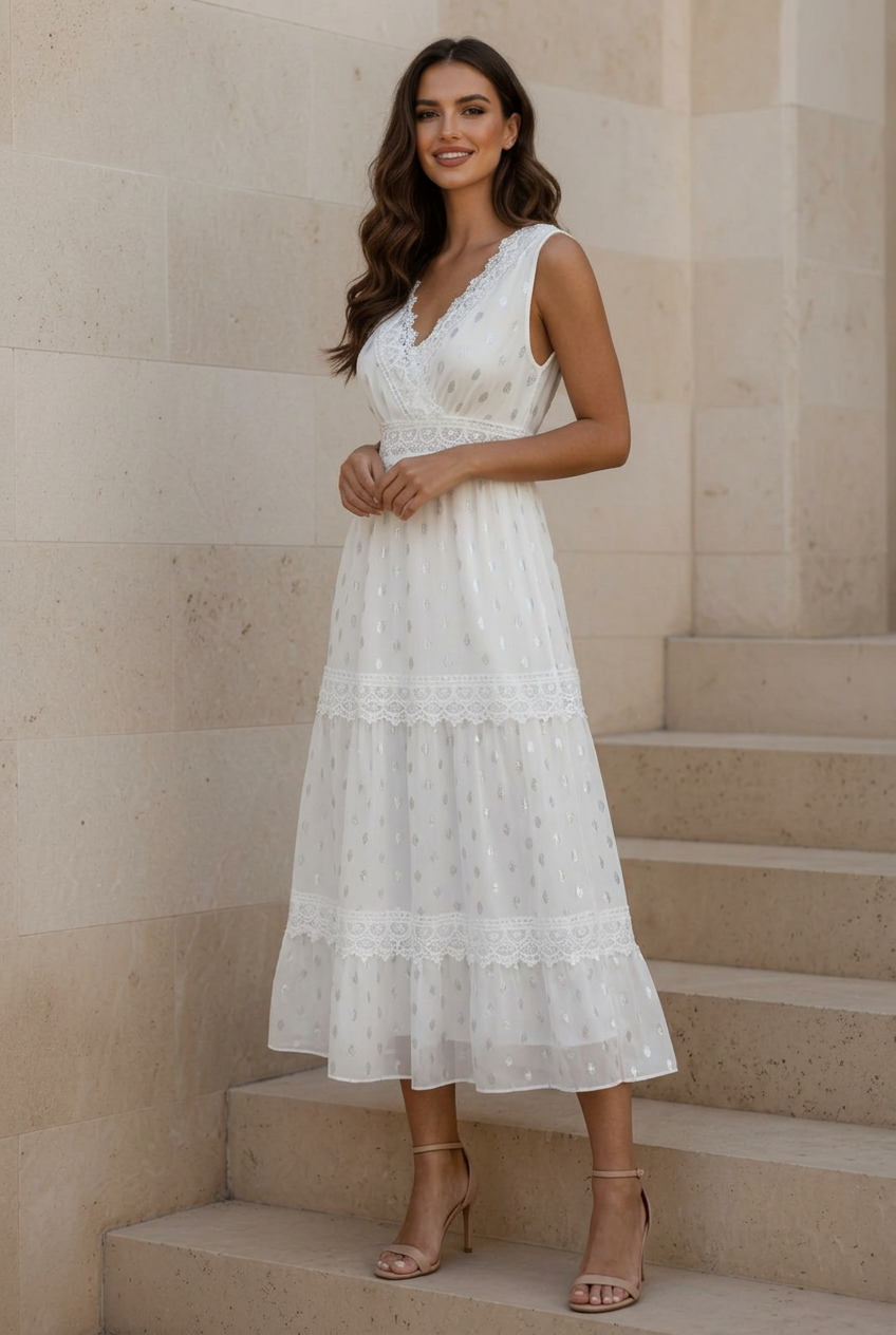 Indra White Praire Dress