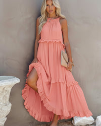 Isabelle Calypso Coral Ruffle Dress