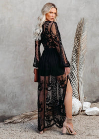 Janis Black Lace Silhouette Dress - Villa Vibes Australia